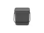 Brabantia Sort amp; Go Odpadkový kôš 3L tmavo šedá / s rukoväťou / plast / 18.8 x 18.1 x 13.9 cm (209888)