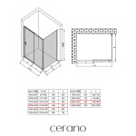 CERANO - Sprchovací kút Varone LINE Ľ/P - 6 mm - čierna matná, transparentné sklo - 120x90x195 - posuvný CER-DY50514091