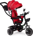 ECOTOYS Trojkolka so strechou a vodiacou tyčou červeno-čierna (JM-066-9 RED)