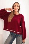 Dámska mikina s ozdobným lemom v spodnej časti bordová UNI