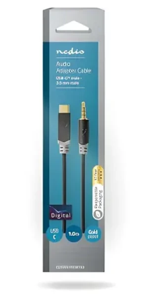 Nedis adaptér USB-C - 3,5 mm jack čierny / Adaptér / USB 2.0 / pozlátené konektory / 1 m (CCBW65950AT10)