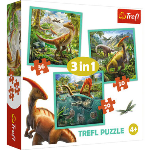 Trefl - Puzzle - Neobyčajný svet dinosaurov 3v1