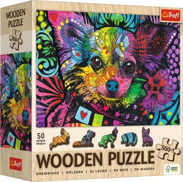 Trefl Wood Craft Origin Drevené puzzle Farebné šteňa