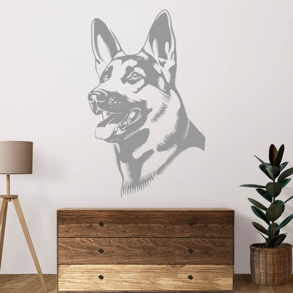 Veselá Stena Samolepka Nemecký ovčiak Farba: šedá, Veľkosť: 100 x 62 cm