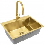 REA - Oceľový drez Liam BRUSH GOLD s kuchynskou batériou KPL-96007