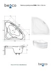 BESCO - Rohová vaňa EWA - Nožičky k vani - Bez nožičiek, Rozmer vane - 134 x 134 cm VANEWA135