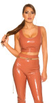 Sexy KouCla Latex Look Crop Top oldpink L