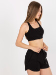 Černý bavlněný basic pruhovaný crop top RUE PARIS