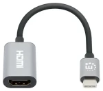 Manhattan USB-C na HDMI sivá / Adaptér / 4K 60Hz / HDCP 2.3 / hliníkové telo (153973)