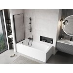 MEXEN - MIST vaňová zástena 70x150 cm 6mm 1-s, čierna, okraj, ľavá 8A9-070-001-70-70-L