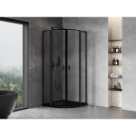 MEXEN/S - Mist L sprchový kút štvrťkruh, krídlové 80 x 80, čierna okraj, čierna 8A32L-080-080-70-70