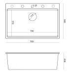 Quadron Quadron - Granitový drez MARC 110 WORKSTATION Grey Metallic Meď HQM7650U5_PVDC1