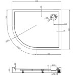 MEXEN - Flow+ Sprchová vanička štvrťkruh asymetrická pravá 100 x 80, biela lesk 46Q108010RH