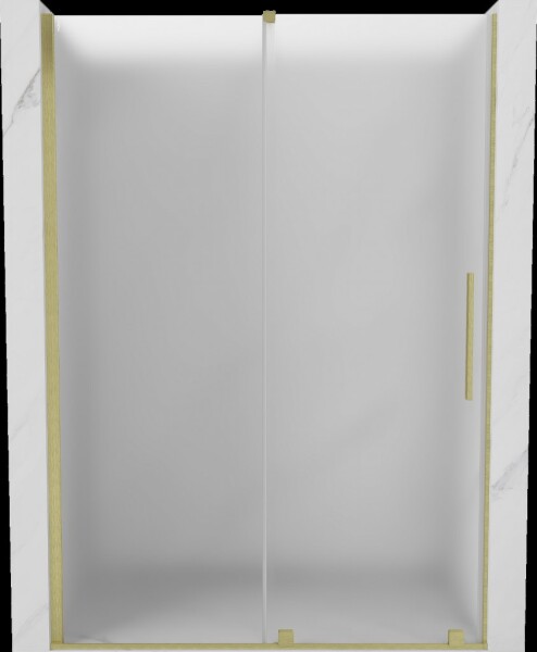 MEXEN/S - Velár posuvné sprchové dvere 130, dekor, zlatá kartáčovaná 871-130-000-31-55