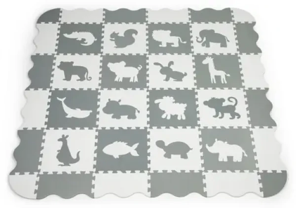 ECOTOYS Penové puzzle Zvieratá šedá-biela SX s okrajmi / od 3 rokov (ECOEVA001)