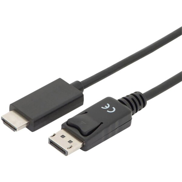 Digitus DisplayPort / HDMI káblový adaptér Konektor DisplayPort, Zástrčka HDMI-A 3.00 m čierna AK-340303-030-S trojžilový tienený Kábel DisplayPort; AK-340303-030-S