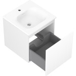 MEXEN/S - Orio kúpeľňová skrinka 45 cm s umývadlom Vela, 1 šuplík, biela mat 91A10-04547-1-BF01-W23M01