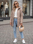 Dámska prešívaná prechodná bunda s kapucňou, béžová, FashionStreet TY5767 L