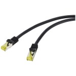 Renkforce RF-4995166 RJ45 sieťové káble, prepojovacie káble CAT 6a (surový kábel CAT 7) S/FTP 10.00 m čierna krytie TPE, flexibilný, samozhášavý 1 ks; RF-4995166