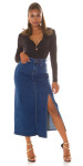 Sexy Musthave Denim Skirt with Slit denimblue