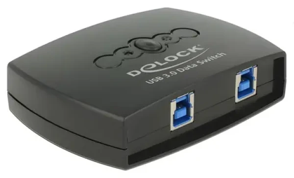 DeLock USB 3.0 prepínač 2 - 1 čierna / Prepínač / manuálny / obojsmerný / LED indikácia (87723)