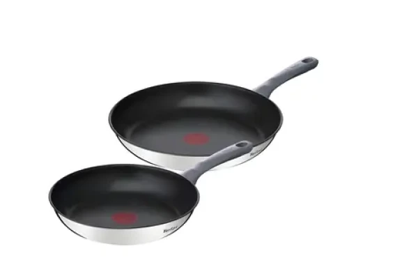TEFAL Daily Cook G7132S55 Sada panvíc 24/28 cm / Nerezová oceľ / Titánový nepriľnavý povrch / Do rúry aj umývačky (G7132S55)