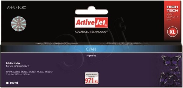 Activejet Toner cyan do drukarki HP Náhradný 971XL CN626AE (AH-971CRX)