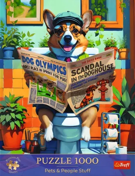 Trefl Puzzle Premium PLUS Pets People Stuff: Corgi na záchode