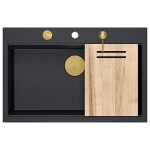 Quadron - Granitový drez MARC 110 WORKSTATION Black Zlaty HQM7650U7_PVDG1
