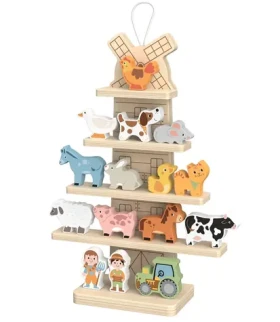 2KIDS TOYS Závesný mlyn so zvieratkami Farma / Drevená didaktická hračka / od 1,5 rokov / FSC certifikované drevo (2D98300)