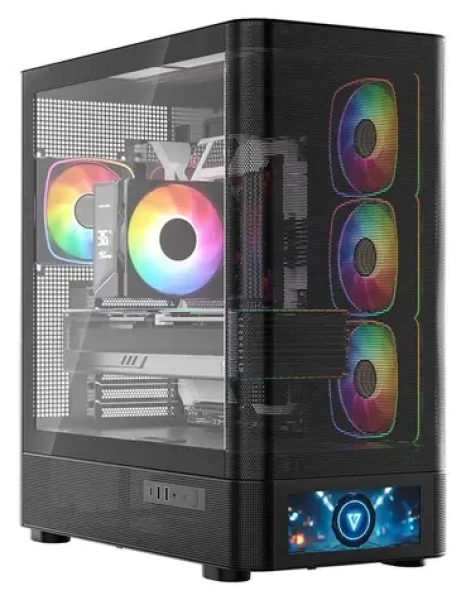 Modecom Volcano AQ500 ARGB čierna / Skriňa / ATX / tvrdené sklo / ARGB podsvietenie / 1x USB-C 3.2 / 2x USB 3.0 (MC-A-AQ500-4FA-B)