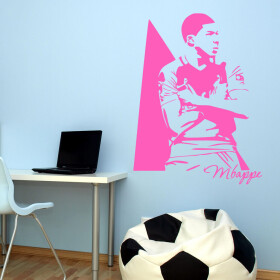 Veselá Stena Samolepka Kylian Mbappé Farba: růžová, Veľkosť: 60 x 45 cm