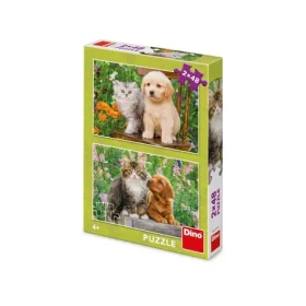 Dino Puzzle Psík a mačička na záhrade