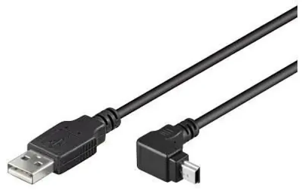 MicroConnect kábel USB2.0 A (M) - miniUSB B (M) zahnutý 90 ° 2m čierna / 480Mbit/s (USBAMB52A)