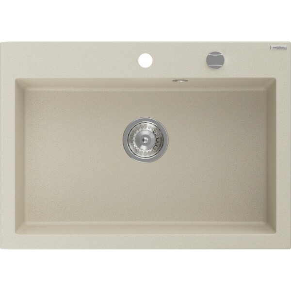 MEXEN MEXEN - Elix granitový drez 1-miska 700 x 500 mm, béžový, sifón chróm 6526701005-69