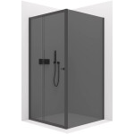 CERANO - Sprchovací kút Varone POINT Ľ/P - 6 mm - čierna matná, grafitové sklo - 120x100x195 - posuvný CER-429643