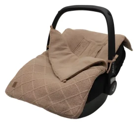 Jollein Check Knit Biscuit / Fusak do autosedačky / 0-13 kg / 42 × 82 cm (025-811-68039)
