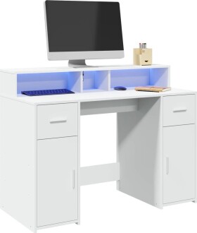 VidaXL Biurko z podświetleniem LED, biele, 120x55x91 cm