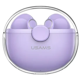 USAMS BU TWS fialová / Bezdrôtové slúchadlá do uší / Bluetooth 5.1 / 30 mAh + 300 mAh (BHUBU02)