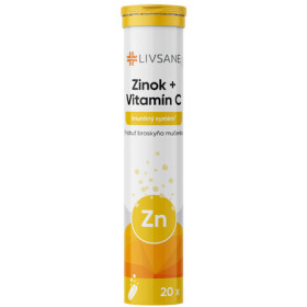 LIVSANE Zinok a vitamín C broskyňa múčenka 20 šumivých tabliet