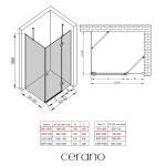 CERANO - Sprchovací kút Marino L/P - 6 mm - čierna matná, transparentné sklo - 90x80x190 - pántový CER-422856