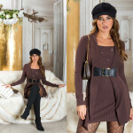 Sexy Minidress with buckle detail and glitter brown Einheitsgroesse