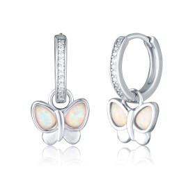 JVD Strieborné kruhové náušnice 2v1 s motýlikmi SVLE3028X61O100