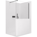 CERANO - Sprchová zástěna Walk-in Onyx Half Cube L/P - 8 mm - hranatá vzpěra - černá matná, transparentní sklo - 80x100 CER-978621