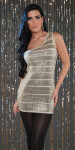 Sexy One-Shoulder Disco-dress with sequins BEIGE Einheitsgroesse