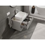 MEXEN/S - Rivel kúpeľňová skrinka pod umývadlo 80 cm s doskou, 2 zásuvky, reliéf, šedá mat 91A20-08047-2-BFFC62