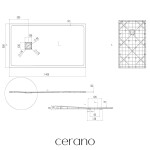 CERANO - Sprchová vanička obdĺžniková Pablo - SMC/minerálny kompozit - štruktúrovaná šedá - 140x80x3 CER-481312