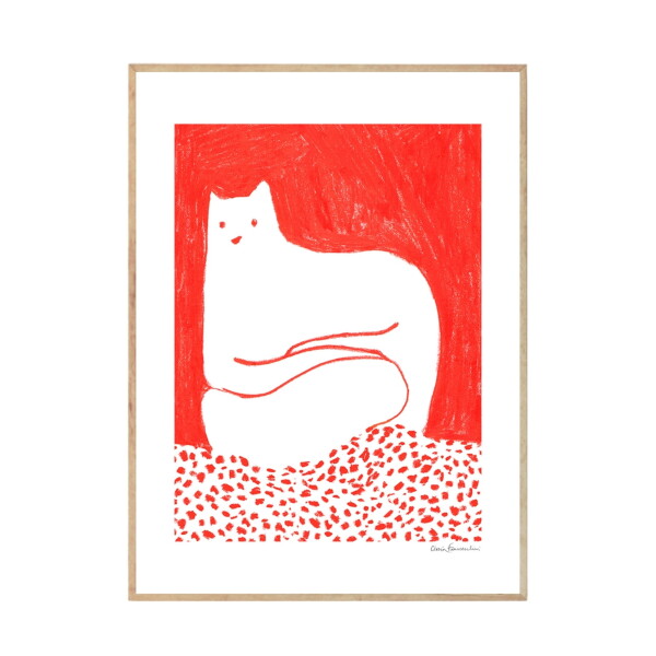 THE POSTER CLUB Autorský plagát Cat in Red by Cinzia Franceschini 30 x 40 cm