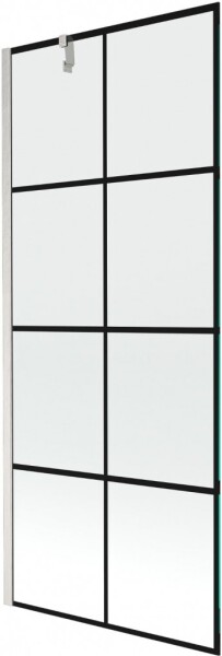 MEXEN/S - Next vaňová zástena FIX 80 x 150, čierna vzor, nikel kartáčovaná 895-080-000-00-77-97