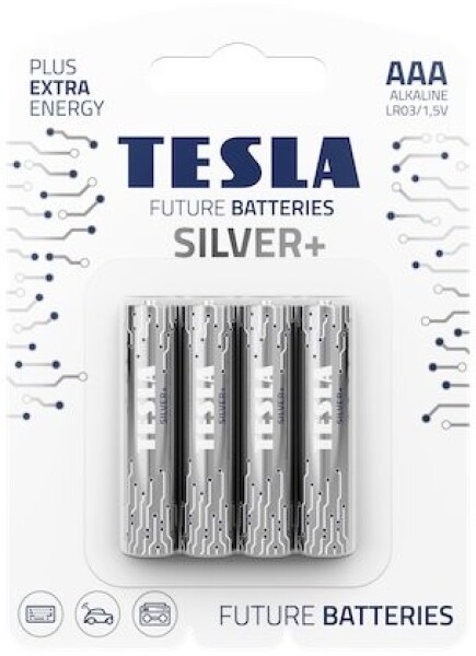 Teslá SILVER+ alkalická mikrotužková batéria AAA (LR03) 4 ks / blister (1099137217)